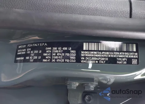 2018 Jeep Renegade Latitude 4X4 z USA, uszkodzony, nr VIN ZACCJBBB4JPG99133